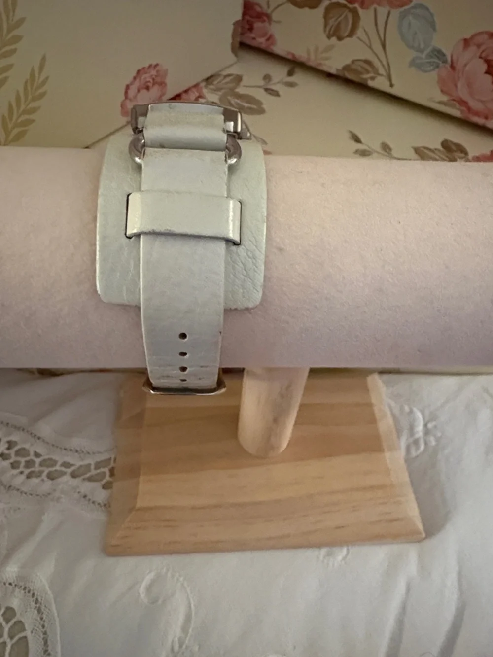 Fossil White Leather Strap Square Dial Watch
